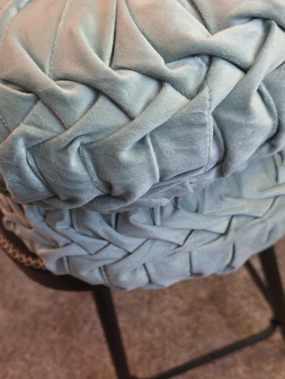 Round Tufted Decorative Pillow in Light Seafoam Green - Home Accents - Picture 4 of 5
